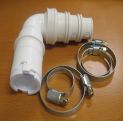 Saniplus : 2007 Discharge Elbow Complete, Plastic elbow, rubber step-down and clamps