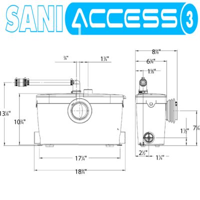 SANIFLO : SANIACCESS3 Macerating pump only. For use with Saniflo rear outlet toilets. #6