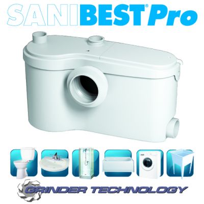 SANIFLO : SANIBEST PRO Grinder pump. For use with Saniflo rear outlet toilet