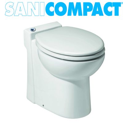 SANIFLO : SANICOMPACT One piece toilet with macerator built into the base. Can be uses with a vanity. #2