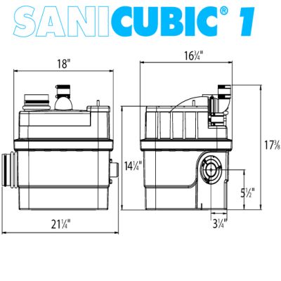 SANIFLO : SANICUBIC 1 Waste and Grey water only. Heavy Duty Grinder. Single Motor #4