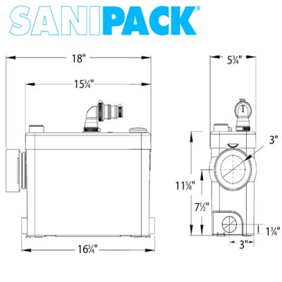 SANIFLO: SANIPACK Macerating pump for wall hung toilet(not included). 15Lbs #4