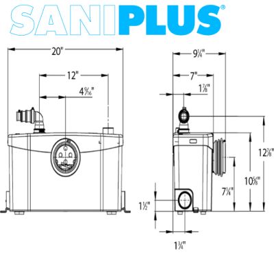 SANIFLO : SANIPLUS Macerating pump. For use with Saniflo rear outlet toilet. #5
