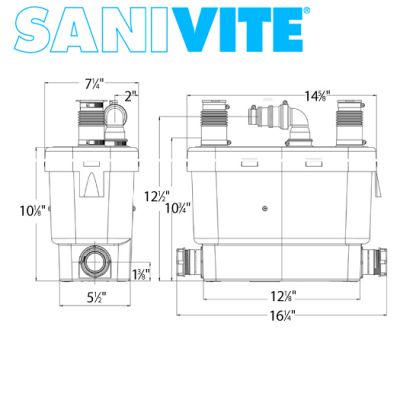 SANIFLO : SANIVITE Grey water only. Heavy duty. 15' lift. 21Lbs. #4